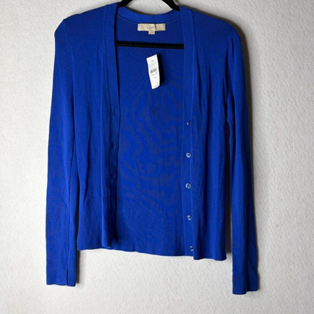 LOFT Royal Blue Lightweight Button Front Knit Cardigan size XS
